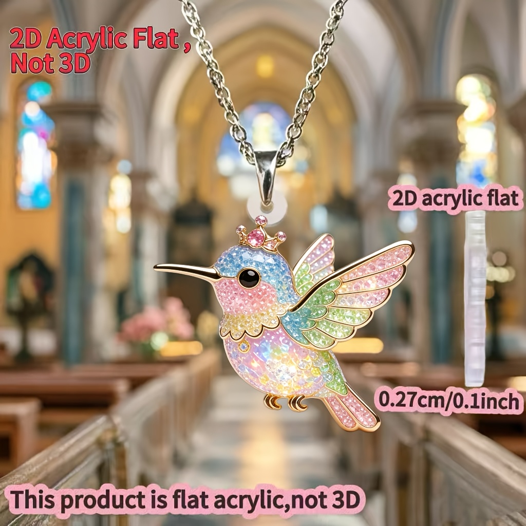 Acrylic Bird Colorful Sparkling Necklace